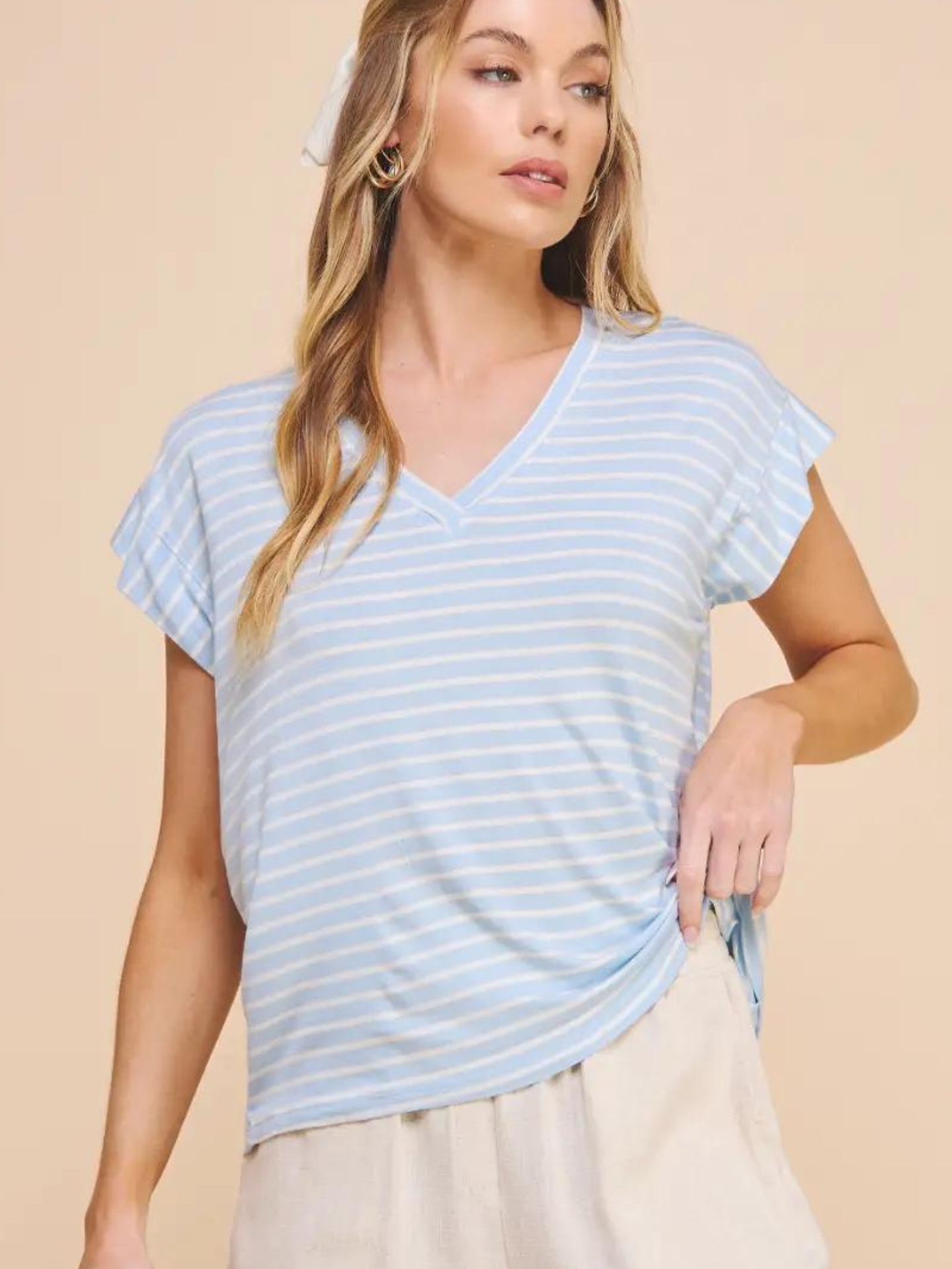 V-Neck Striped Tee