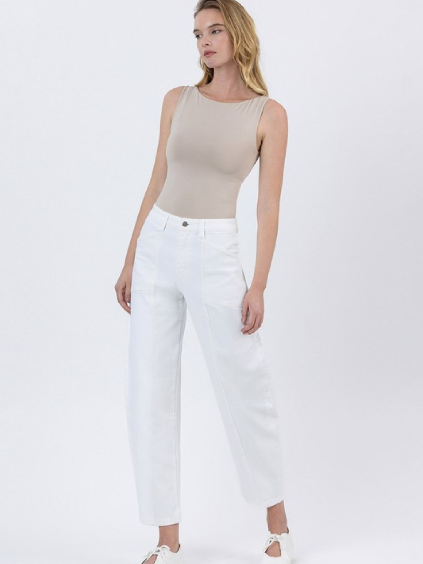 White Barrel Leg Denim - Mimi & Rae