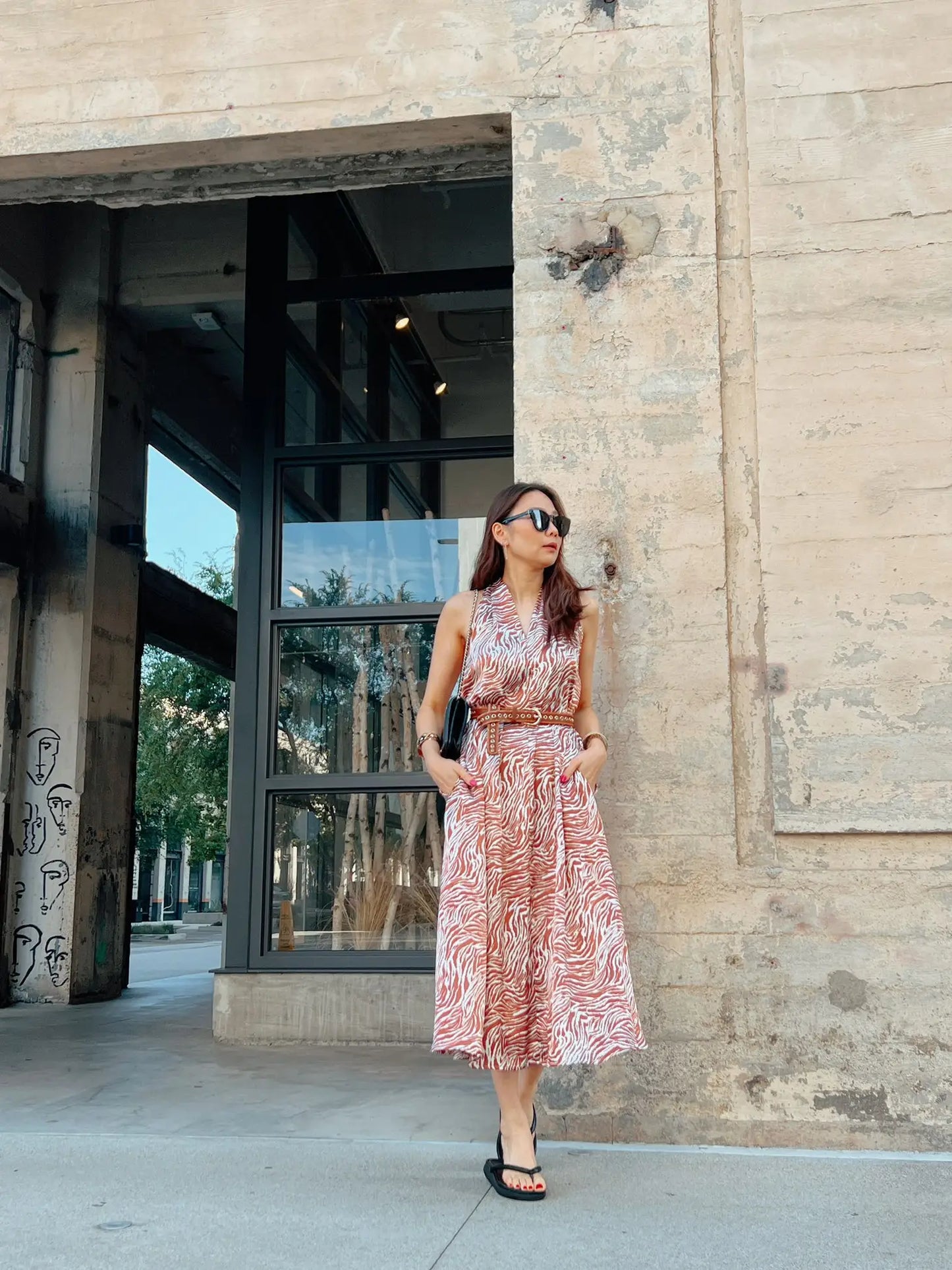 Zebra Print Midi Dress