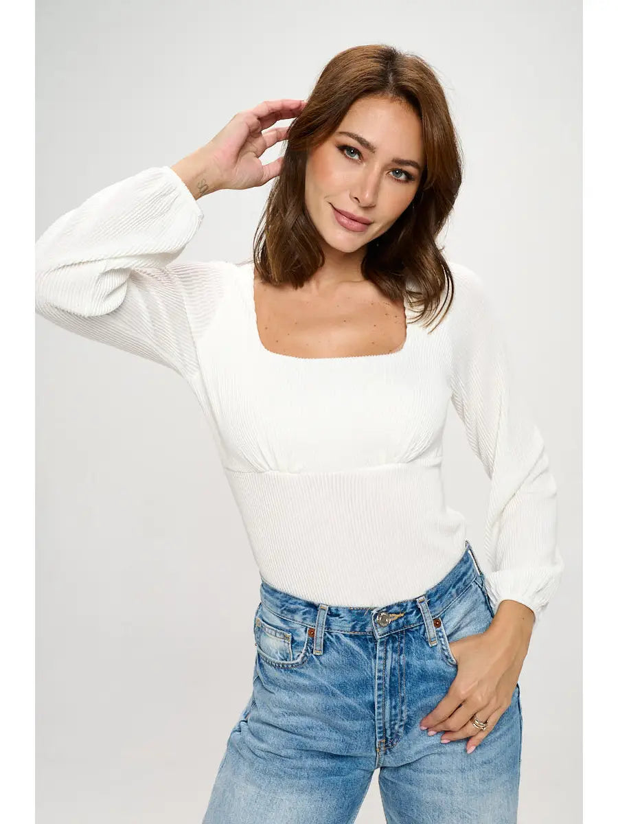 Ribbed Long Sleeve Blouse