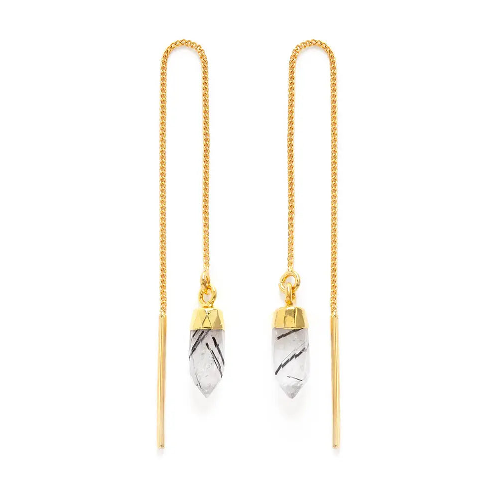Gemstone Spike Threader Earrings