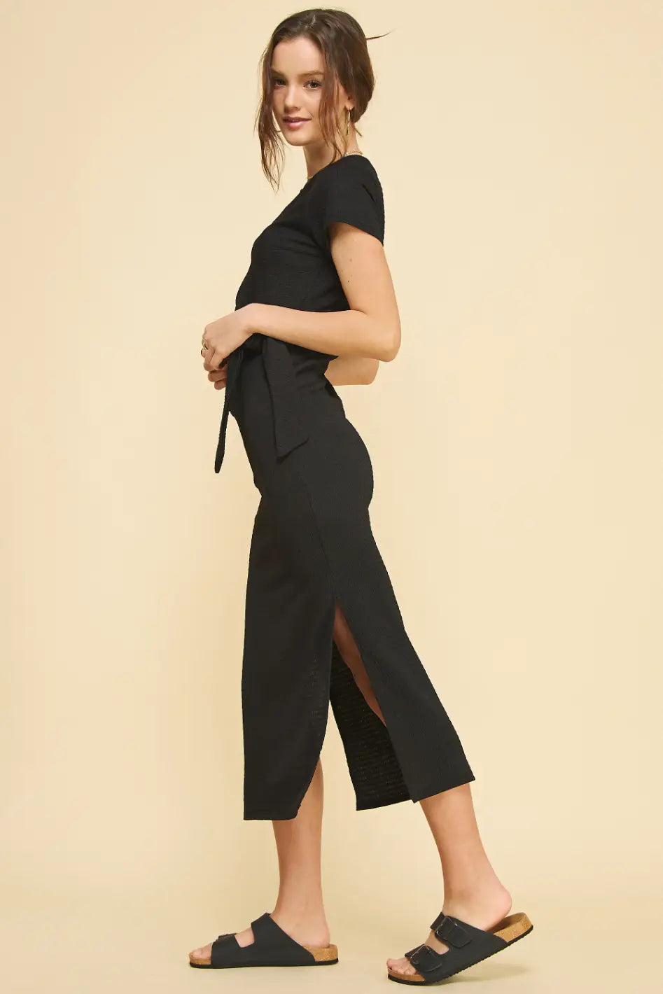 Side Tie Midi Dress