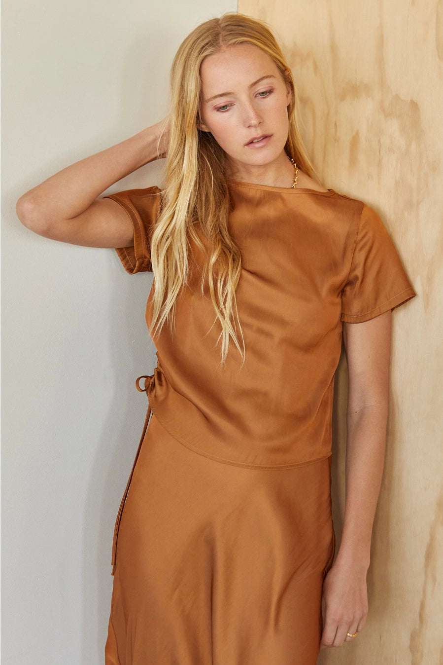 Satin Ruched Tee - Mimi & Rae