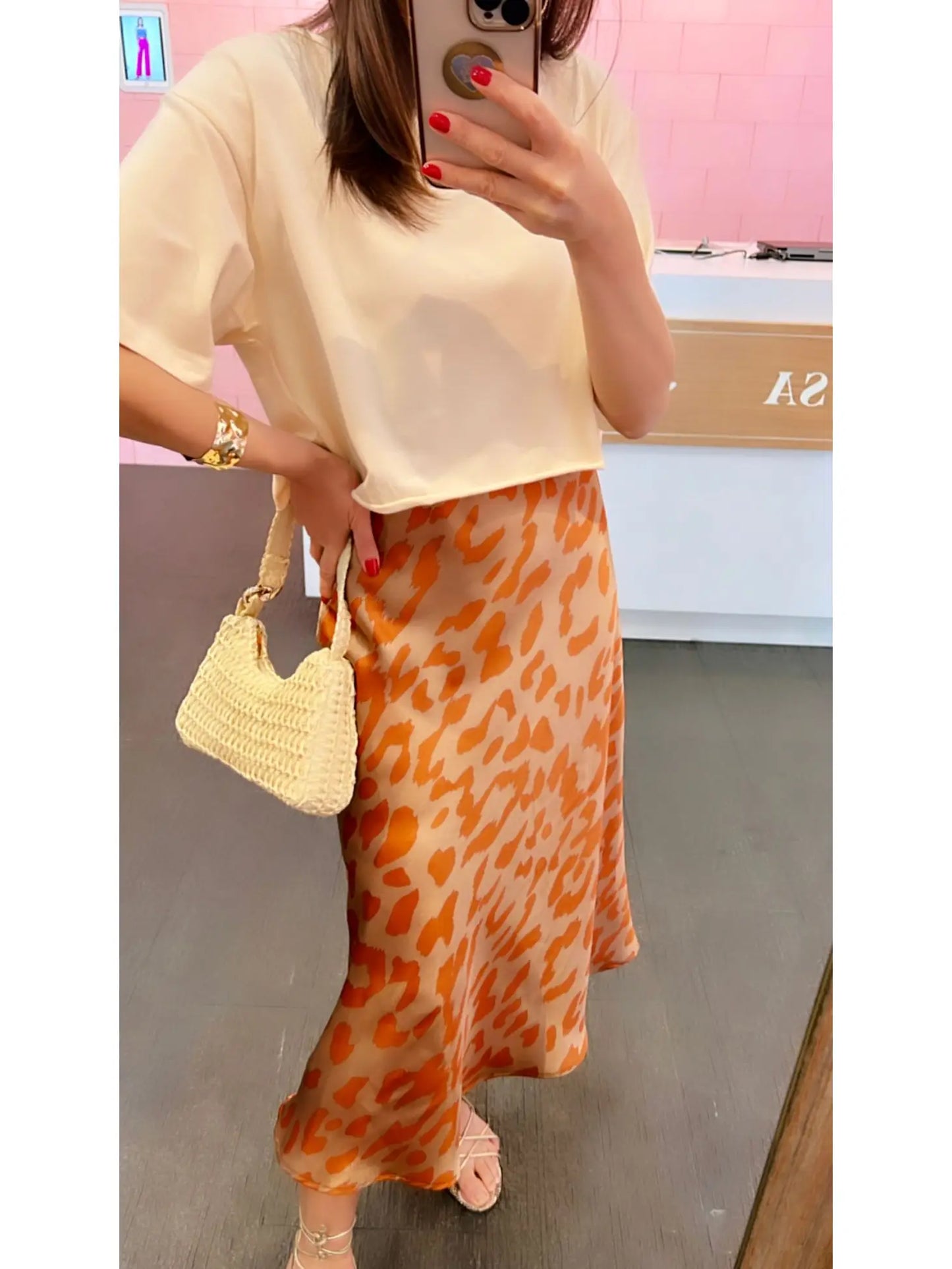 Animal Print Slip Skirt