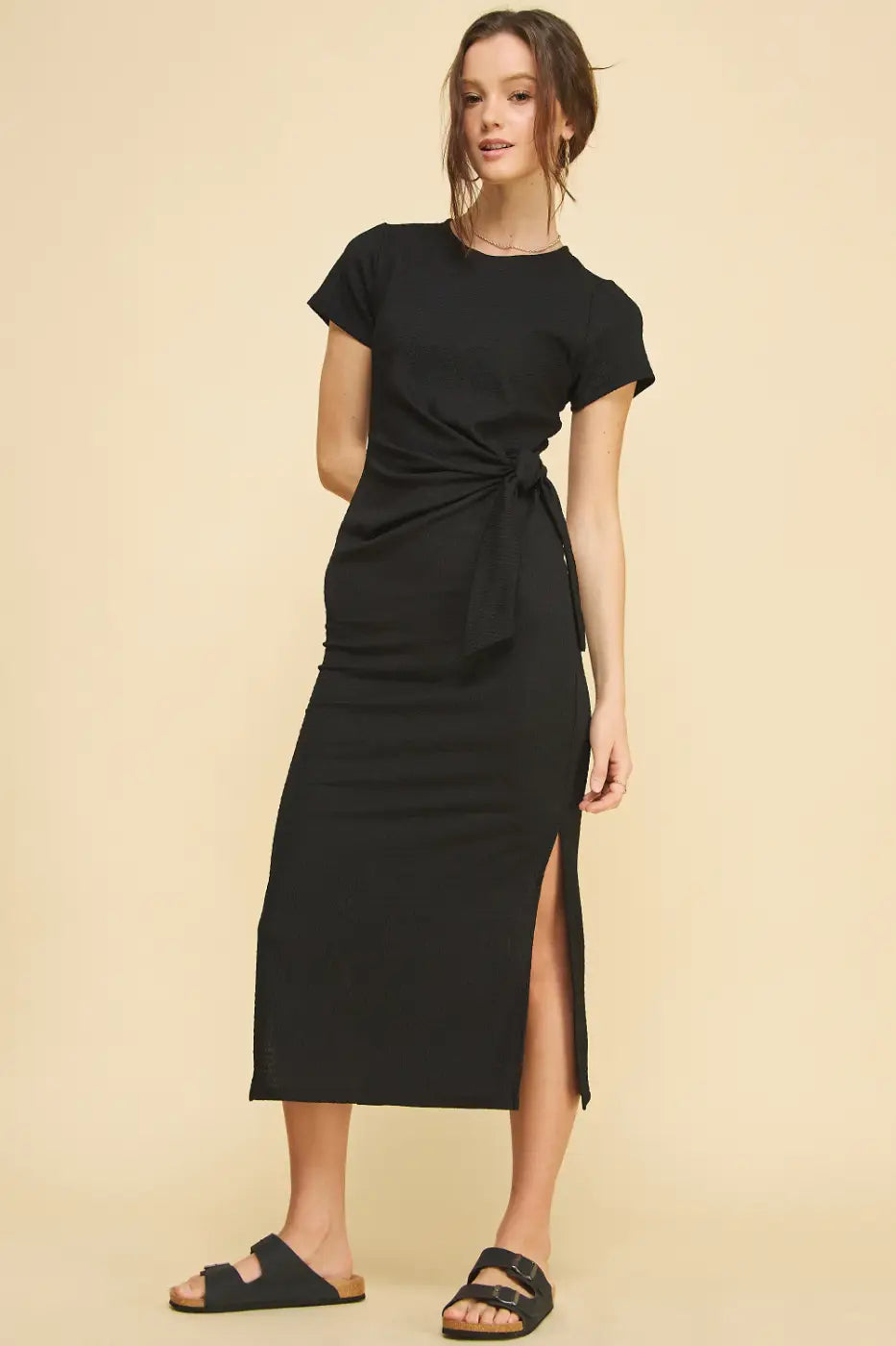Side Tie Midi Dress