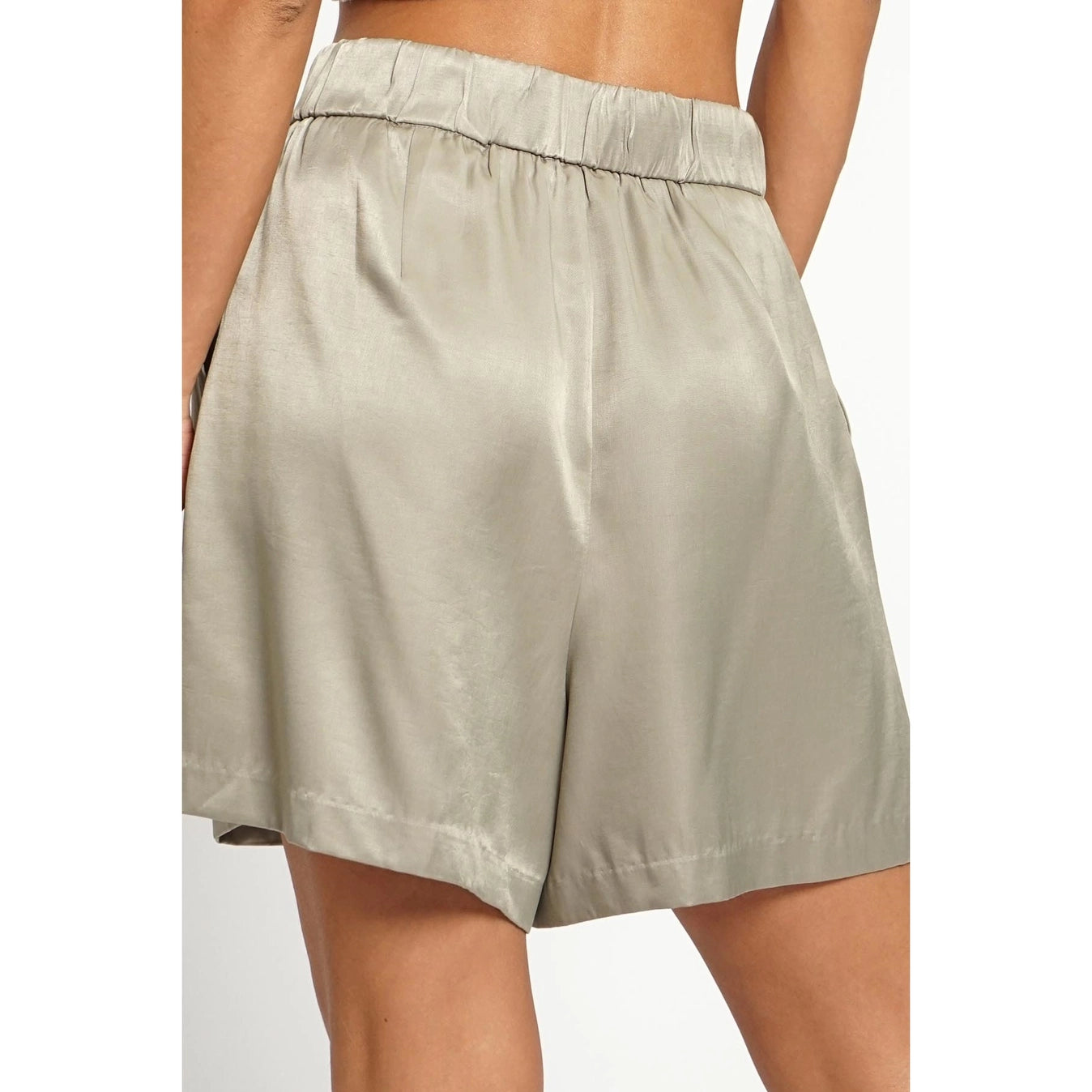 Pleated Satin Shorts