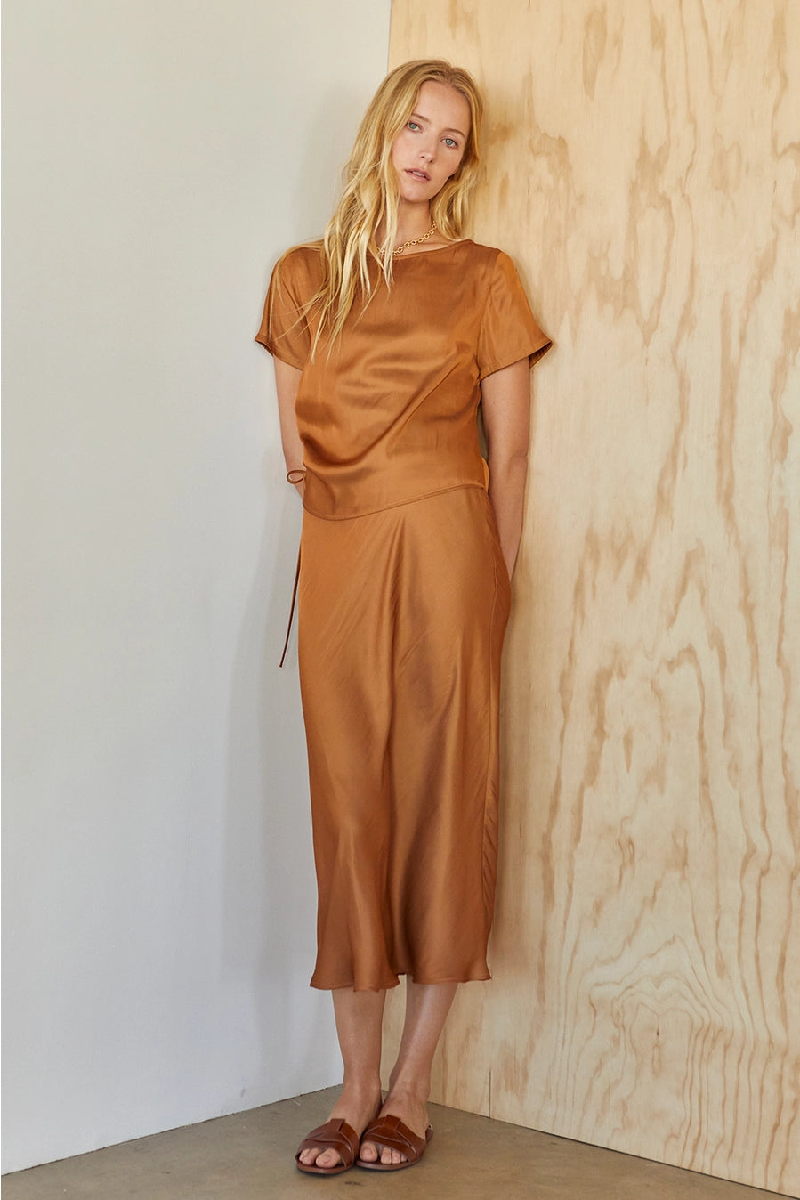 Satin Ruched Tee - Mimi & Rae