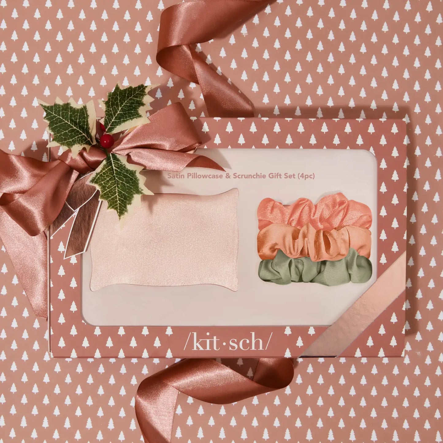 Holiday Satin Pillowcase and Scrunchie Set