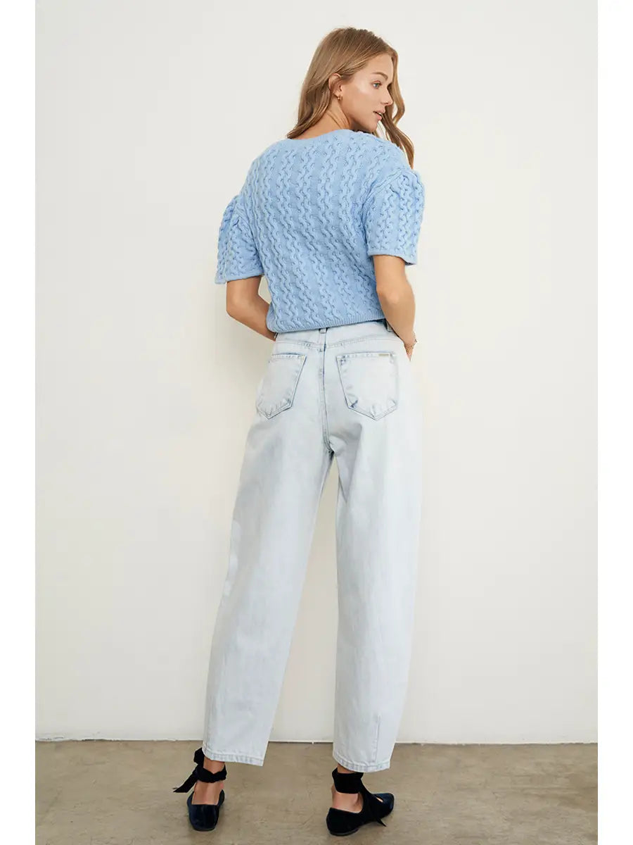 Pleated Balloon Slouch Denim