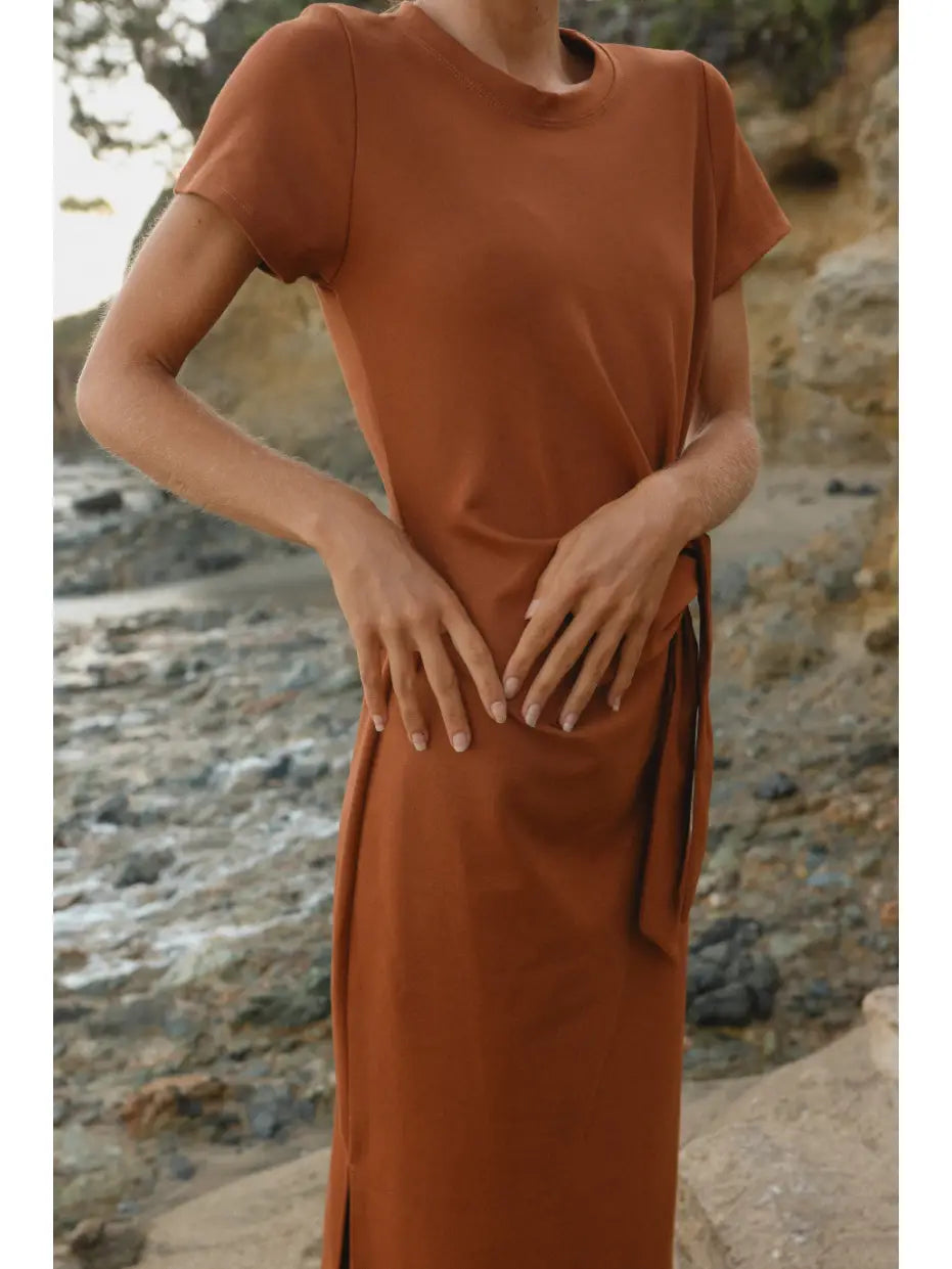 Side Tie Midi Dress