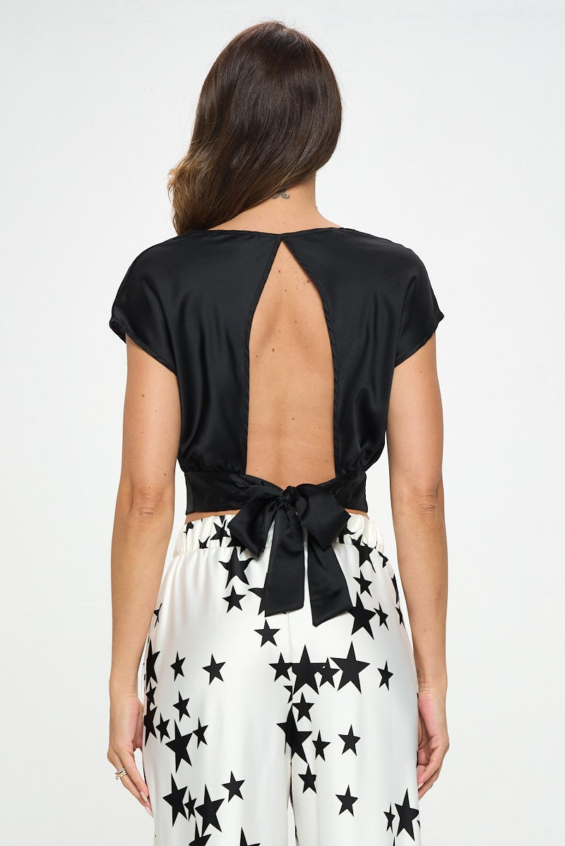 Satin Cowl Neck Crop
