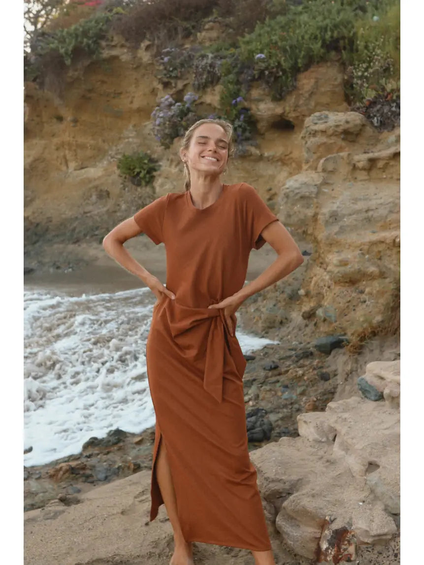 Side Tie Midi Dress