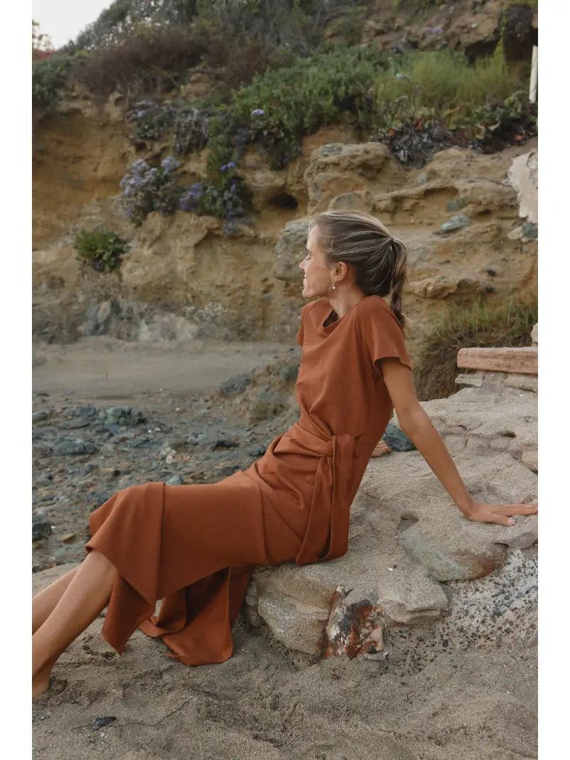 Side Tie Midi Dress