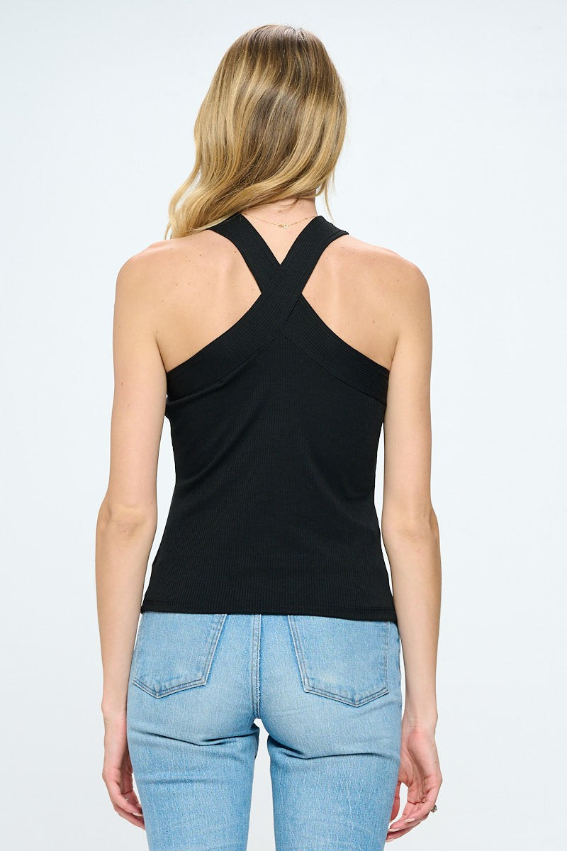 Knit Cross Sleeveless Top - Mimi & Rae
