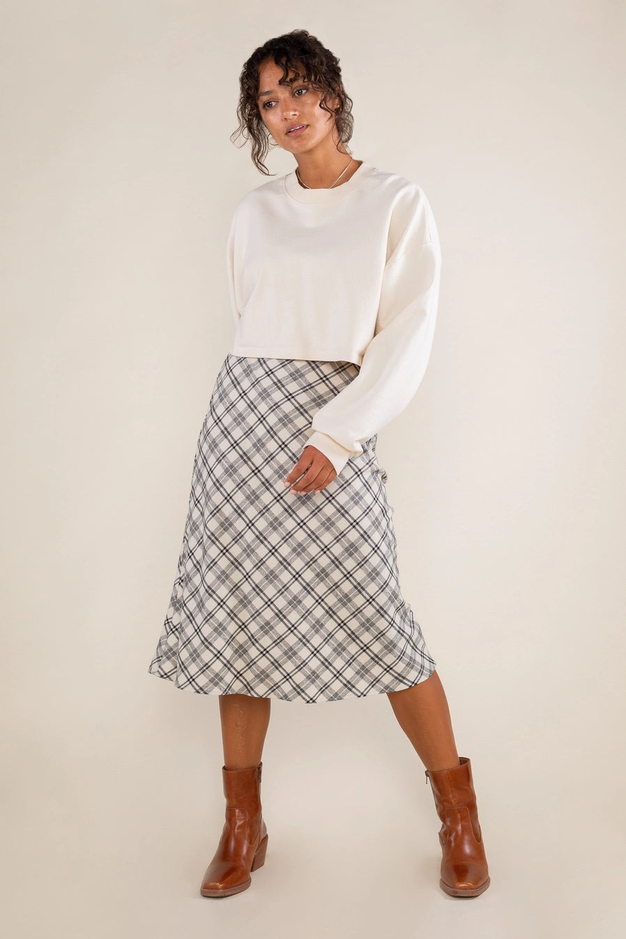 Bias Plaid Skirt