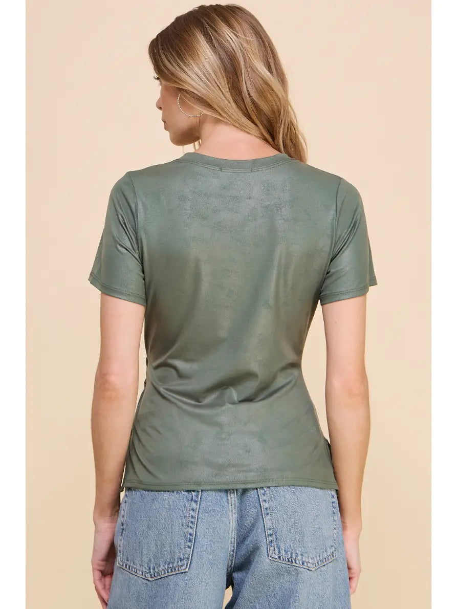 Side Knot Metallic Top - Mimi & Rae