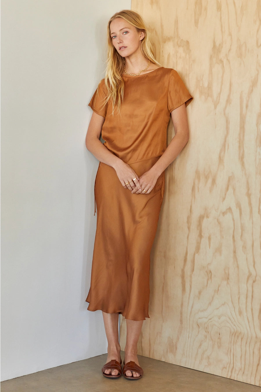 Satin Ruched Tee - Mimi & Rae