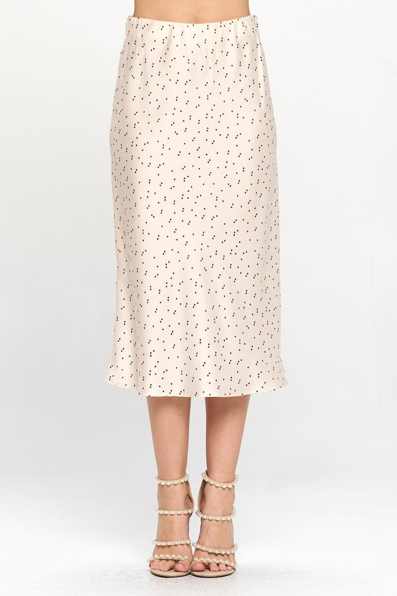 Star Print Satin Midi Skirt - Mimi & Rae