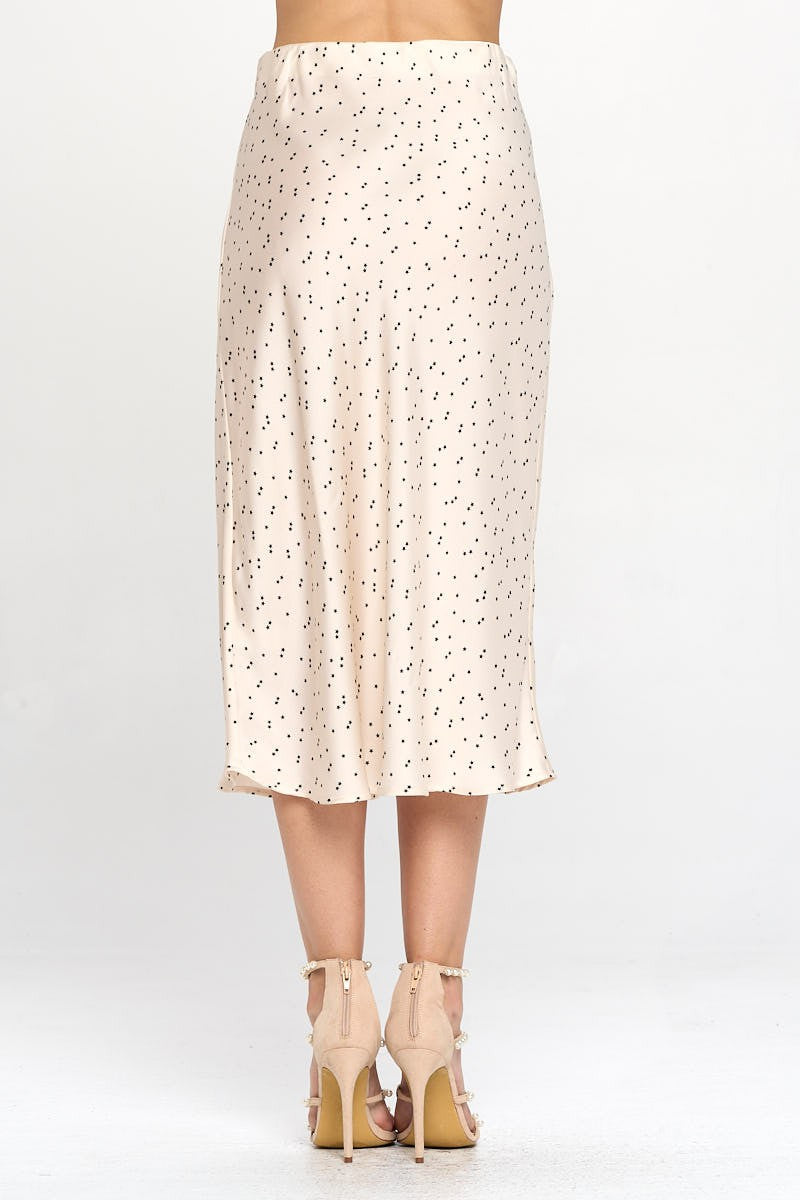 Star Print Satin Midi Skirt - Mimi & Rae