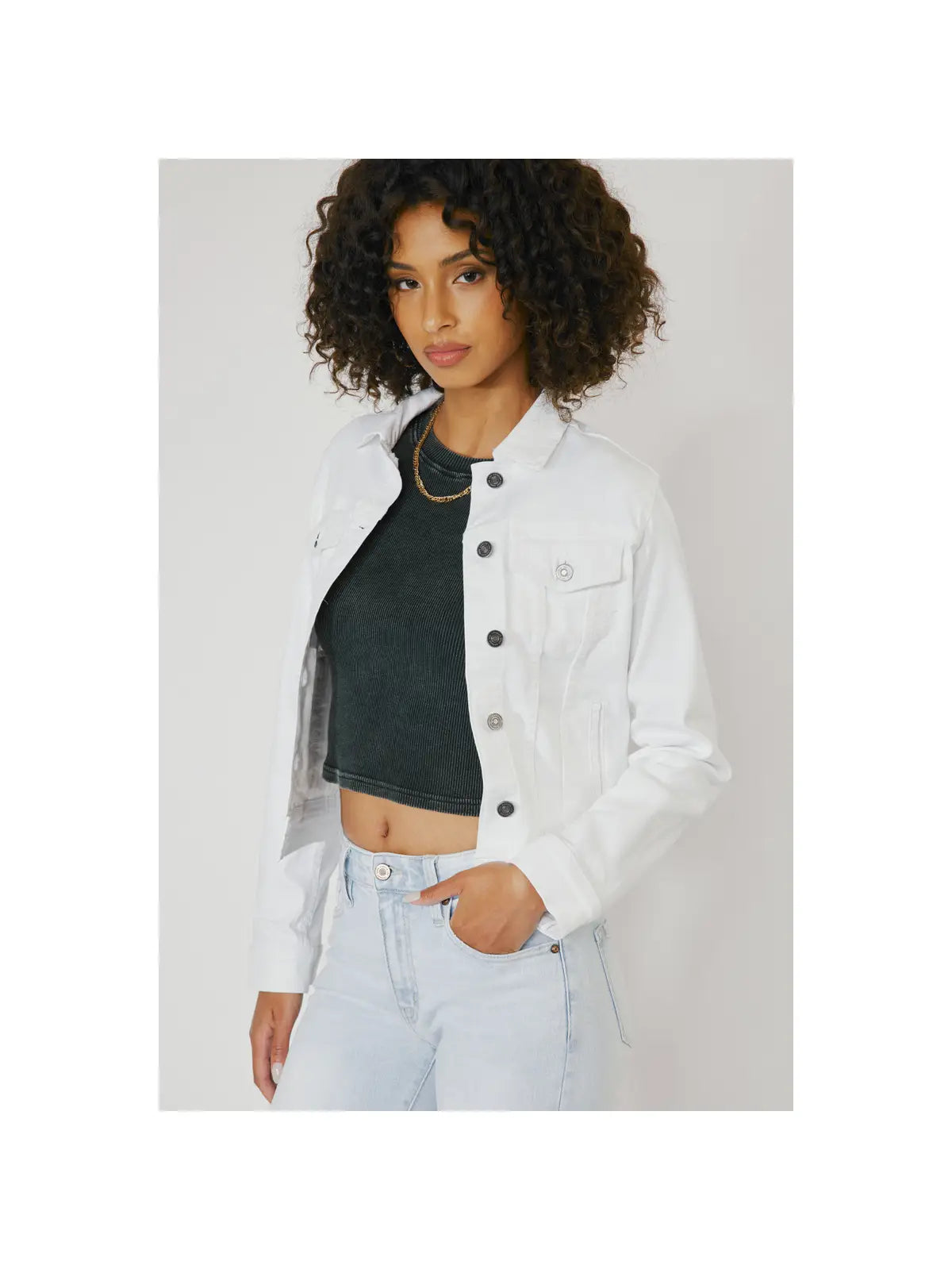 Winter White Denim Jacket - Mimi & Rae