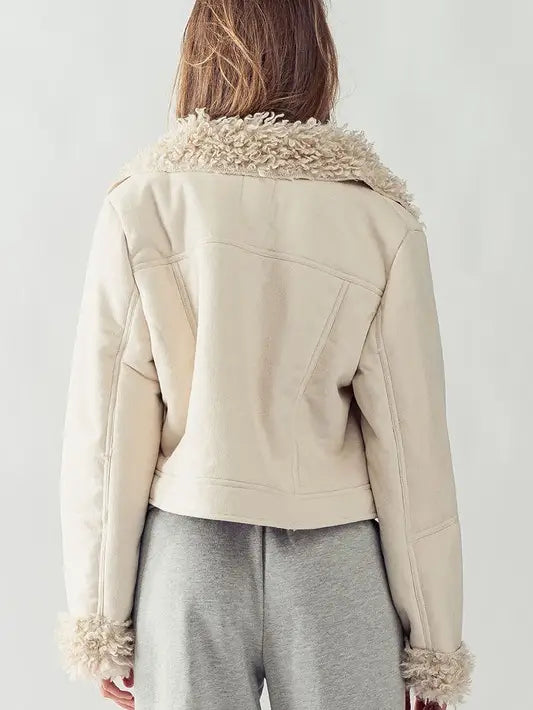 Faux Shearling Crop Jacket - Mimi & Rae