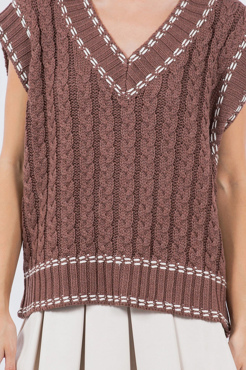 Contrast Knit Sweater Vest