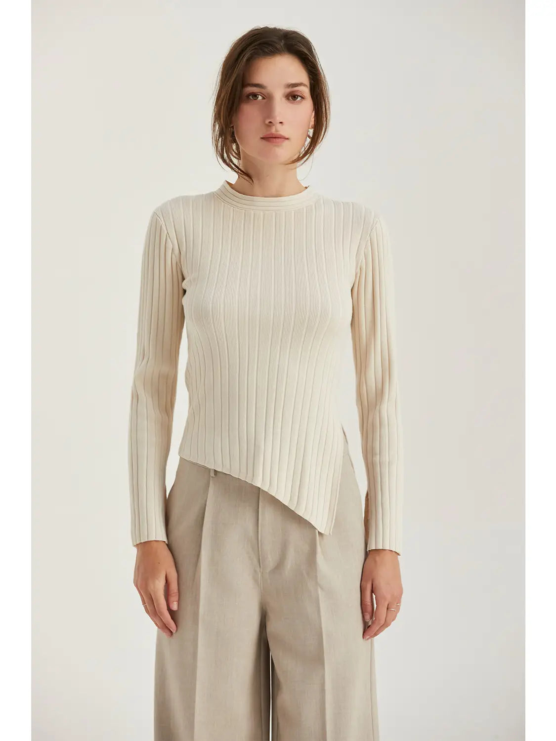 Danielle Rib Knit Asymmetrical Top - Mimi & Rae