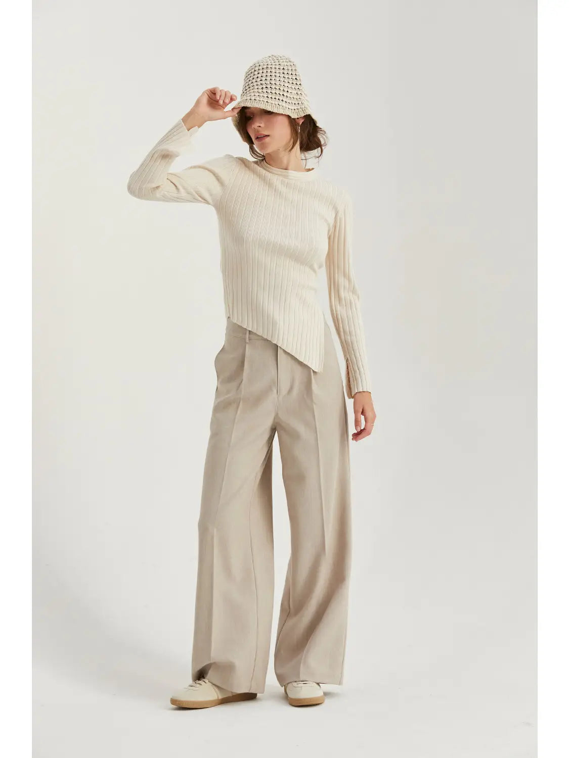Danielle Rib Knit Asymmetrical Top - Mimi & Rae