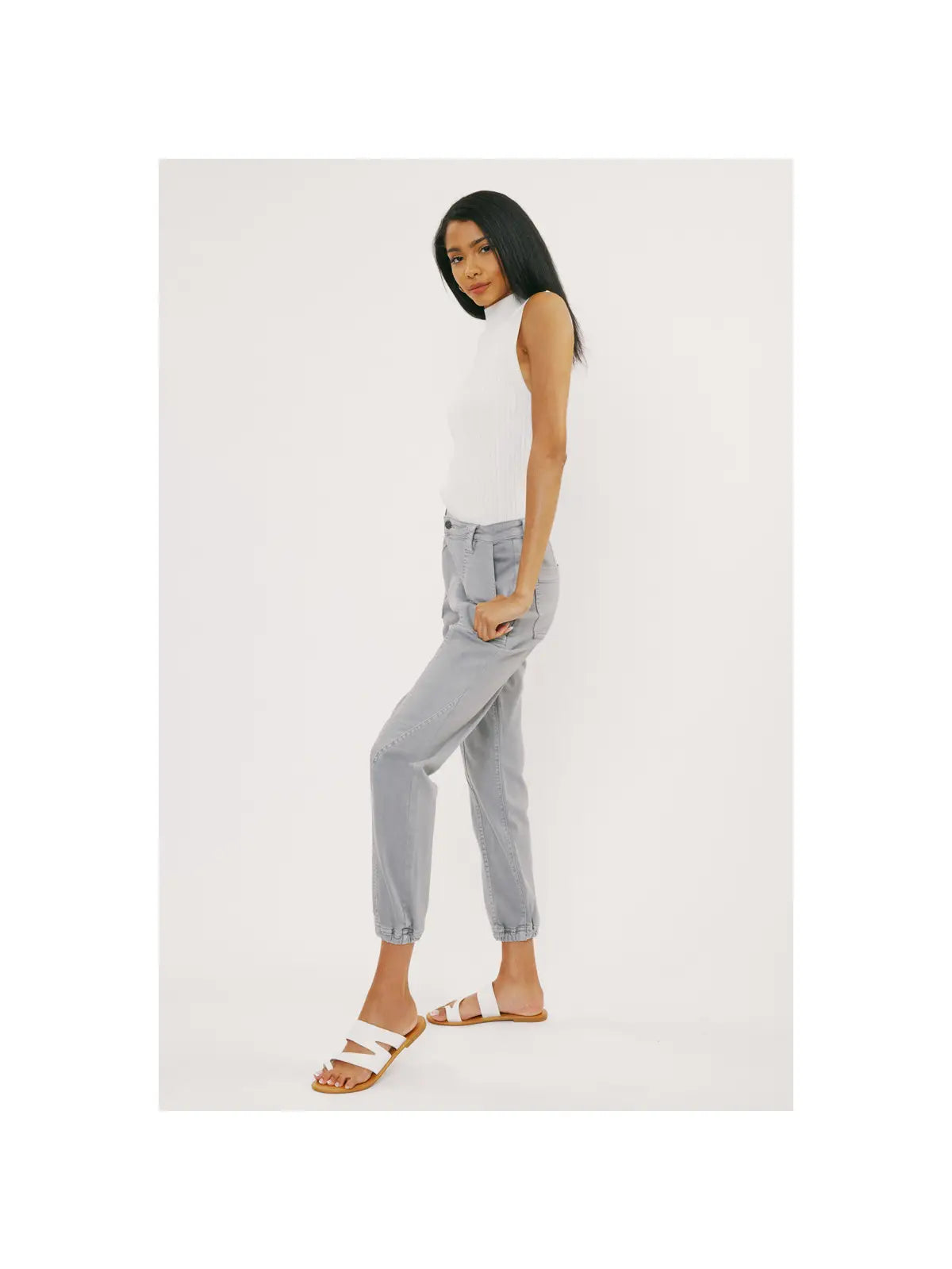High Rise Joggers Grey - Mimi & Rae
