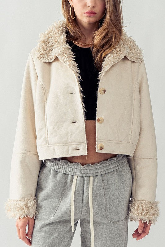Faux Shearling Crop Jacket - Mimi & Rae