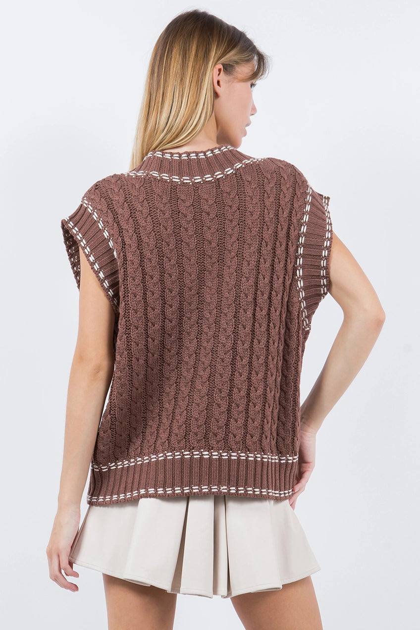 Contrast Knit Sweater Vest
