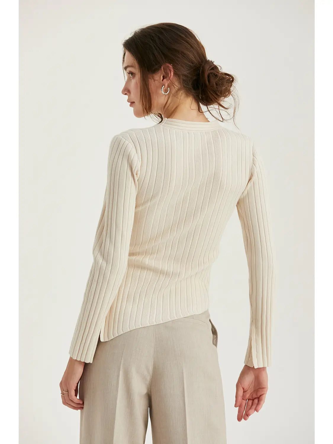 Danielle Rib Knit Asymmetrical Top - Mimi & Rae