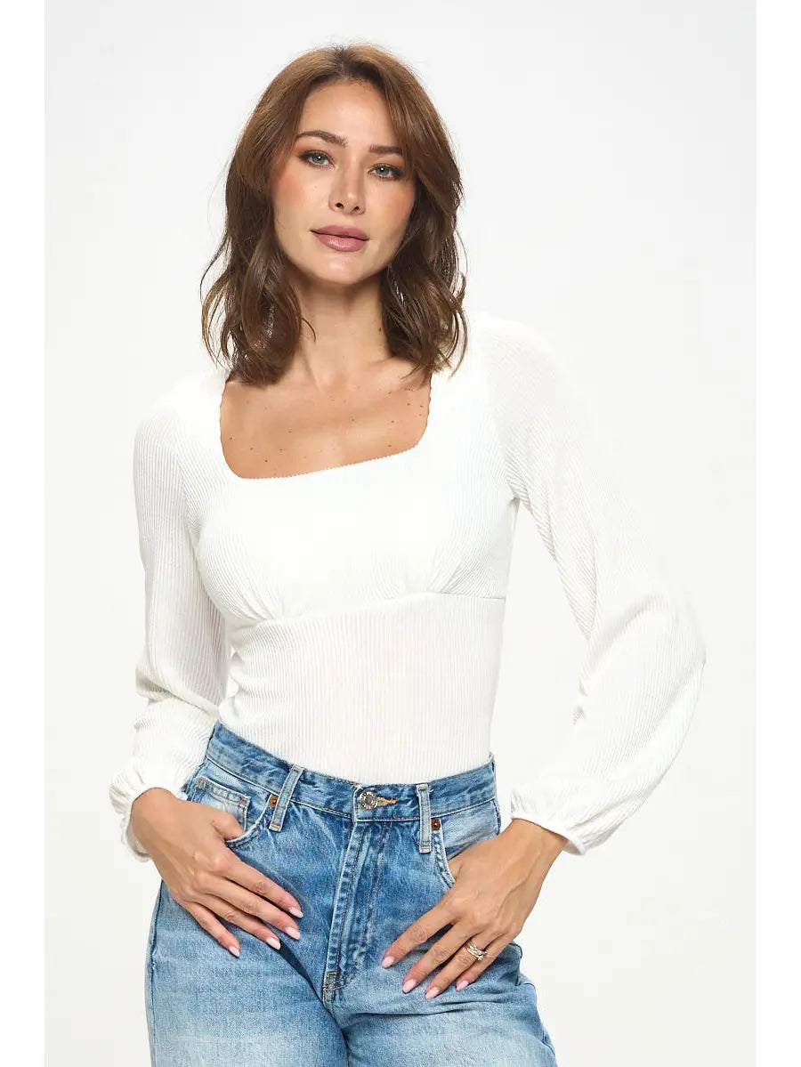 Ribbed Long Sleeve Blouse