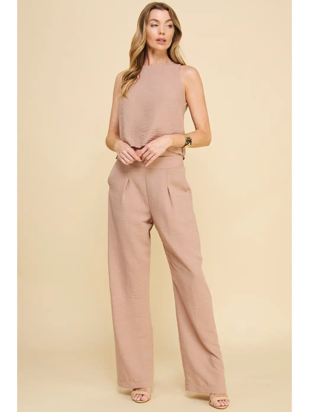 Textured Pleated Trouser - Mimi & Rae