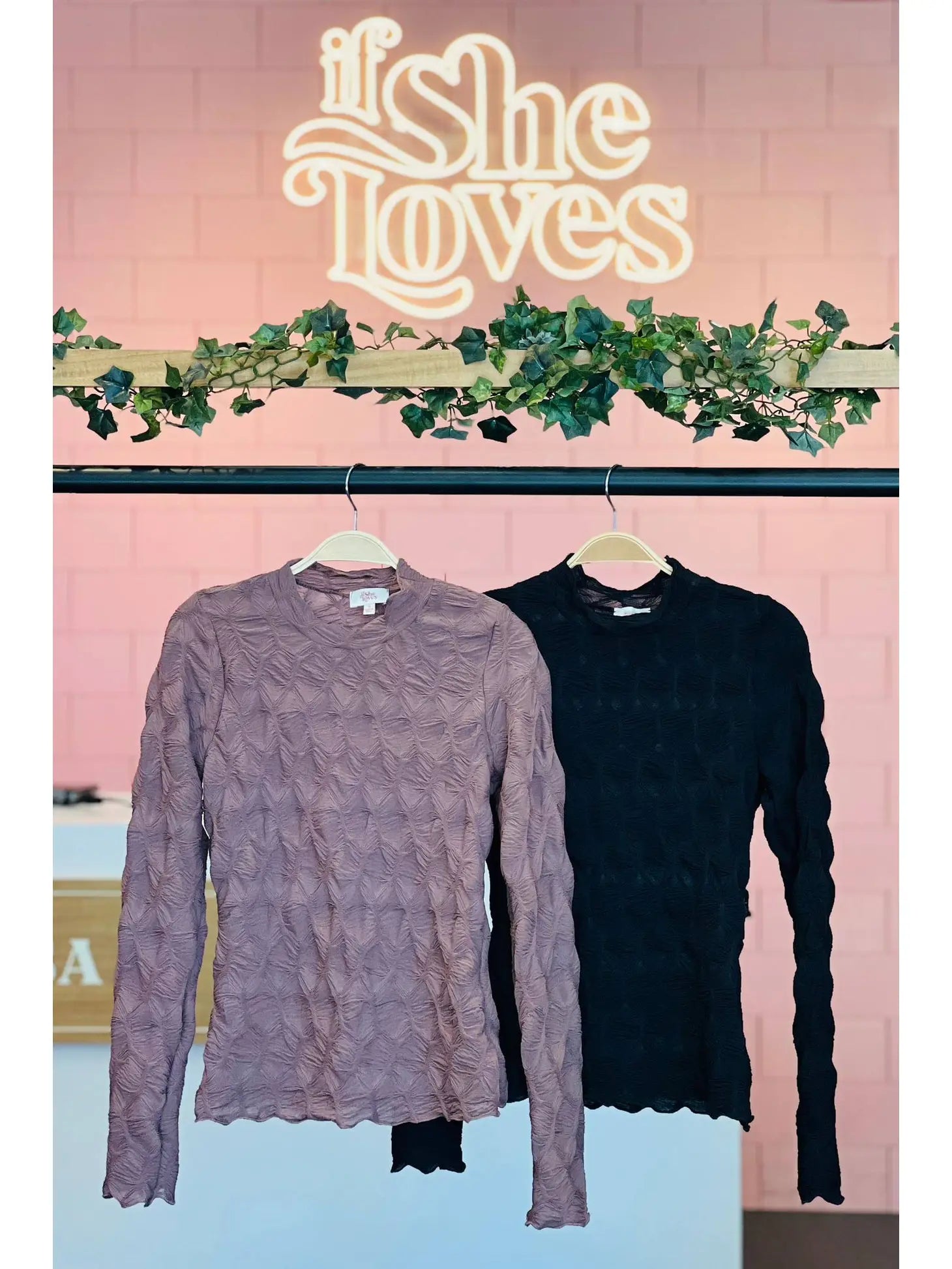 Textured Long Sleeve Top - Mimi & Rae