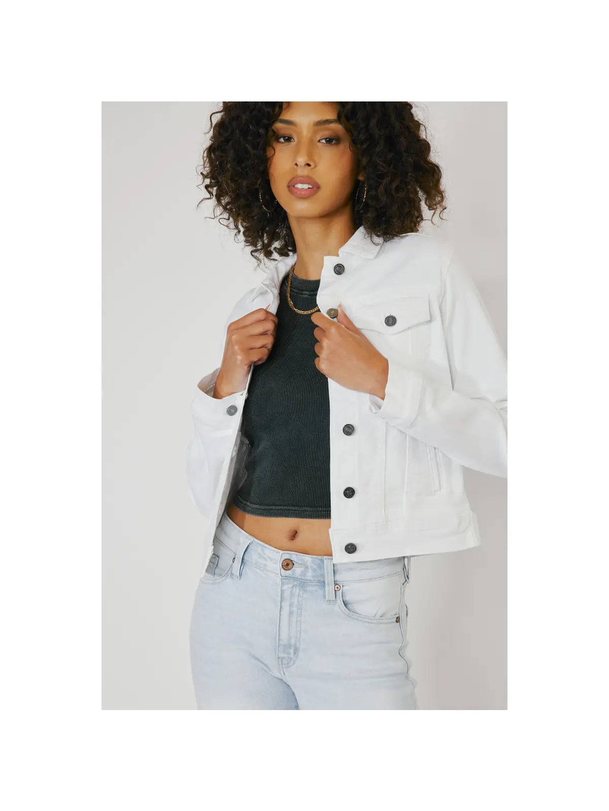 Winter White Denim Jacket - Mimi & Rae
