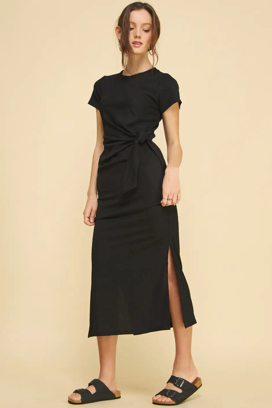 Side Tie Midi Dress