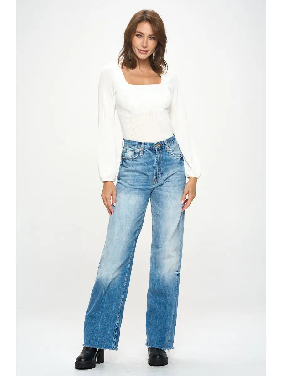 Ribbed Long Sleeve Blouse