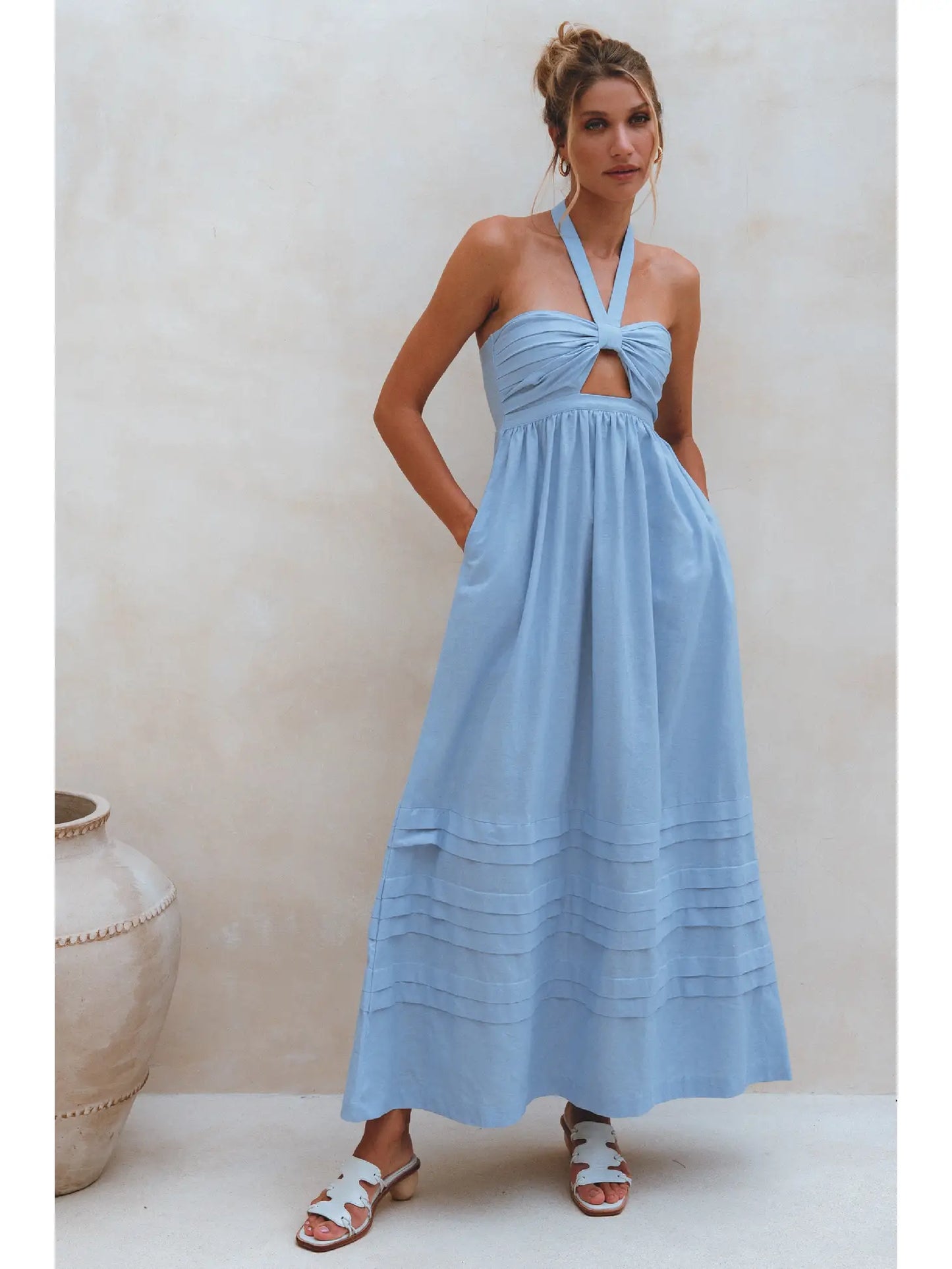 Penelope Halter Linen Maxi