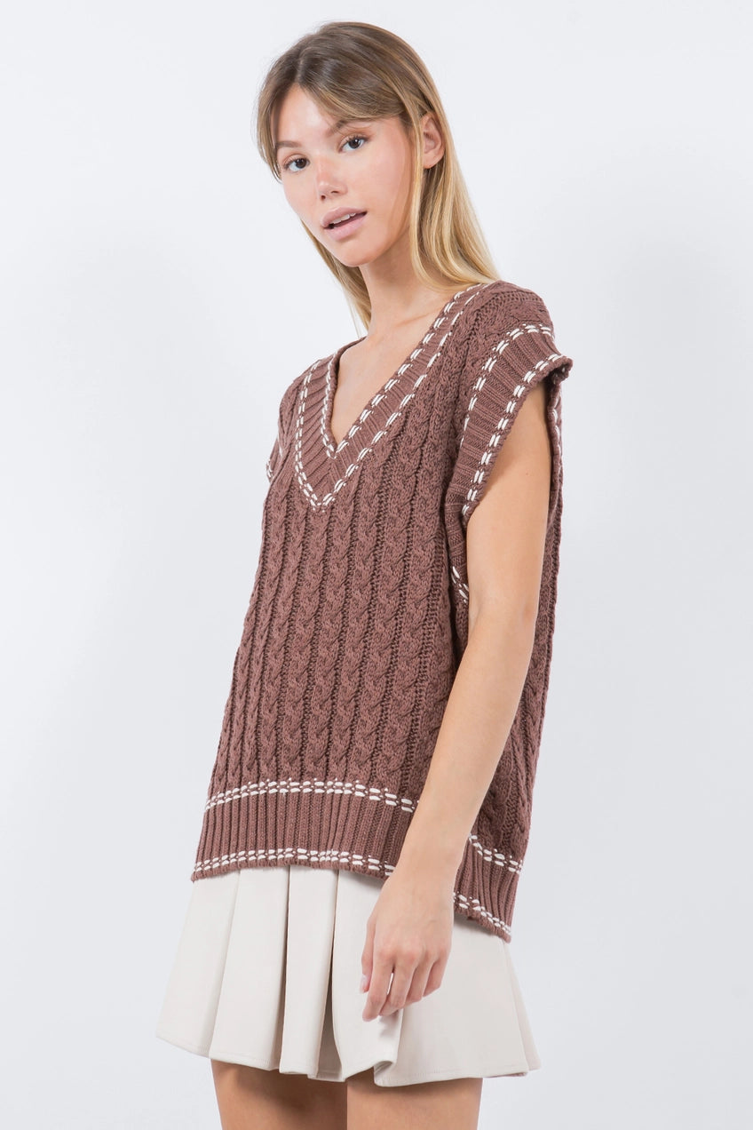 Contrast Knit Sweater Vest