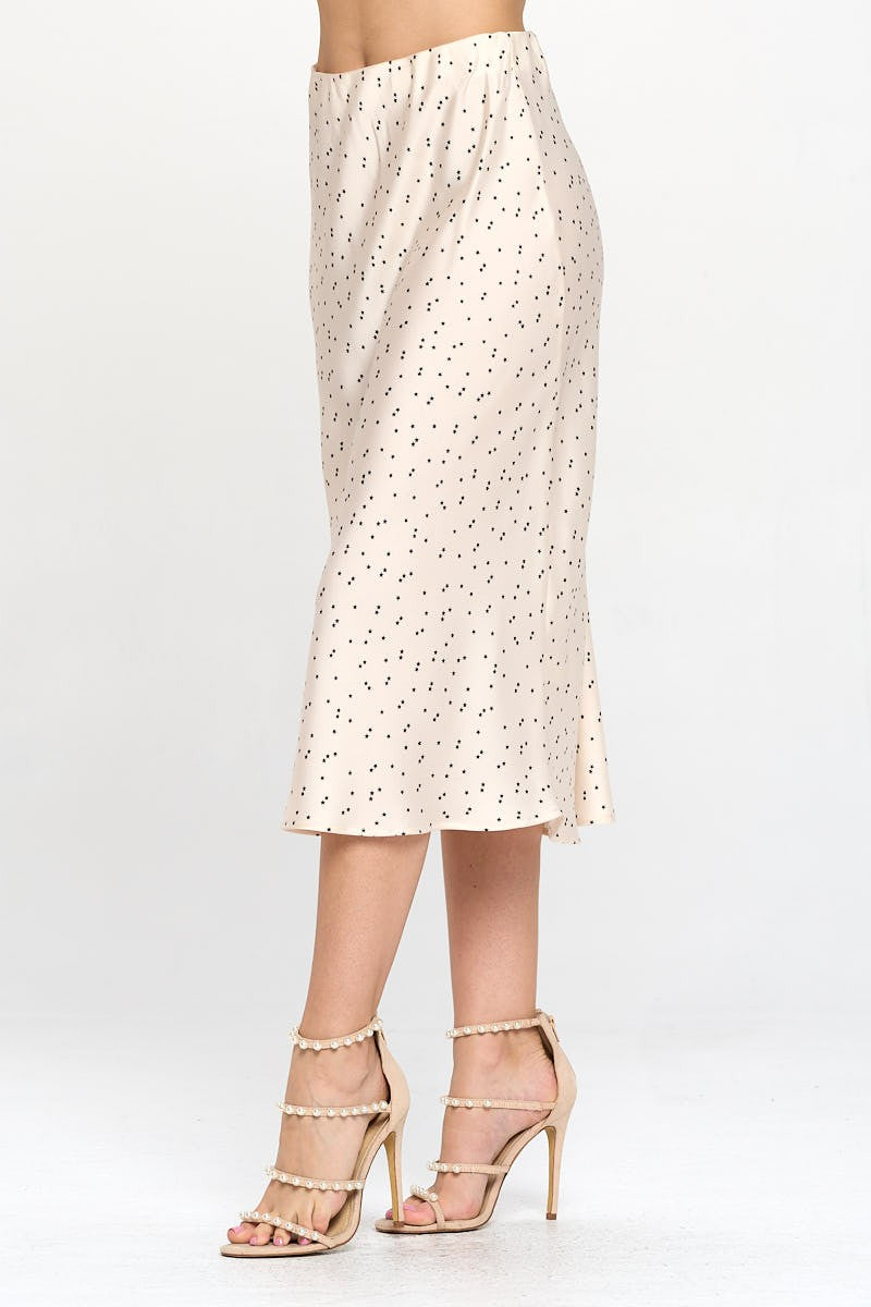 Star Print Satin Midi Skirt - Mimi & Rae