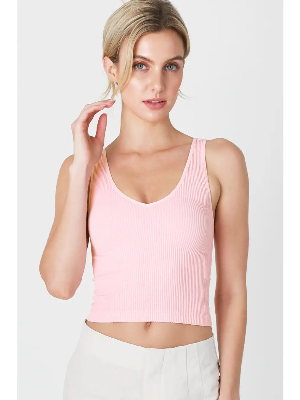 FOREVER 21 Womens Size Medium Pink Sleeveless Crop Top Tank Top Shirt  Sports Bra 