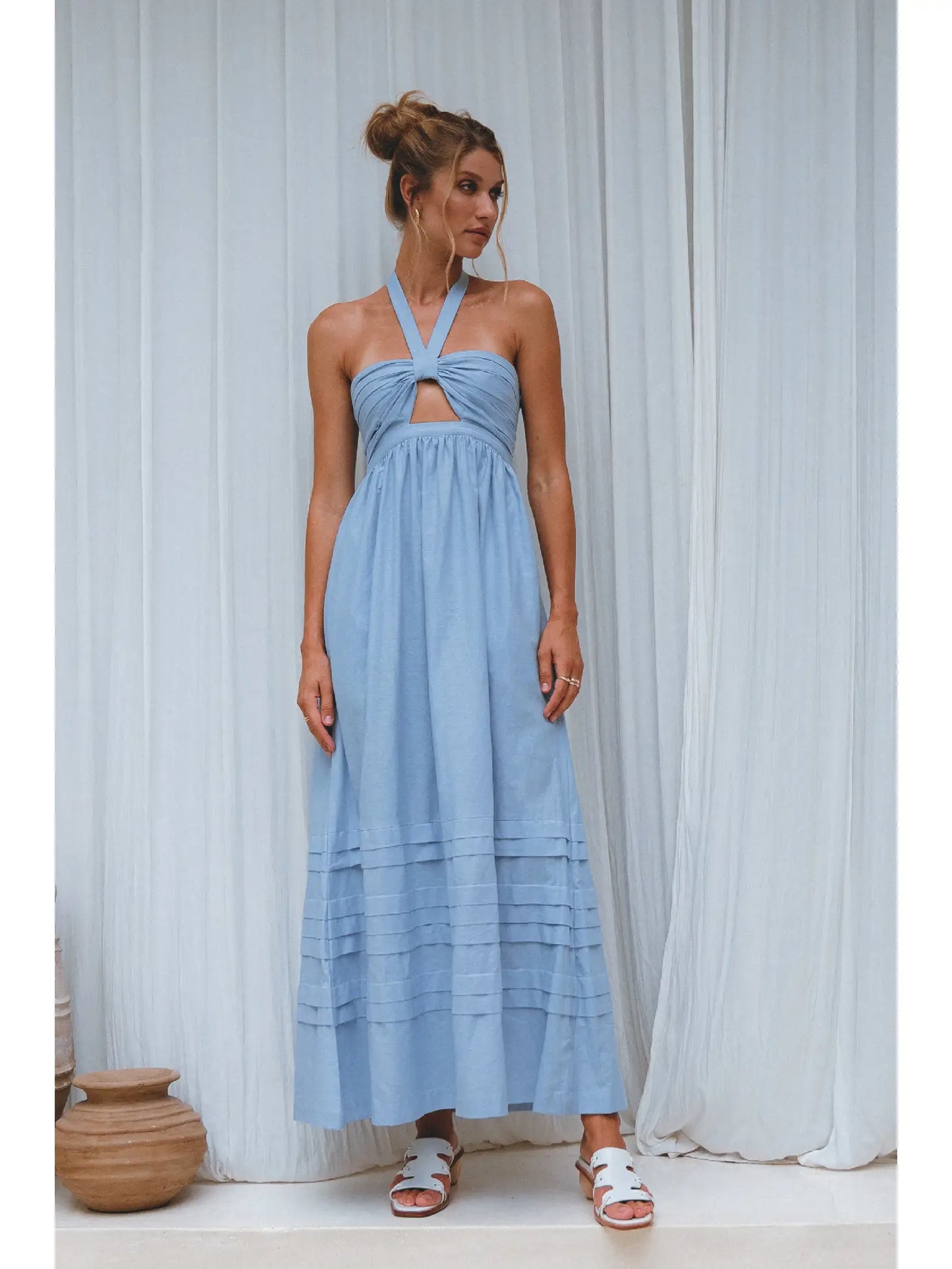 Penelope Halter Linen Maxi