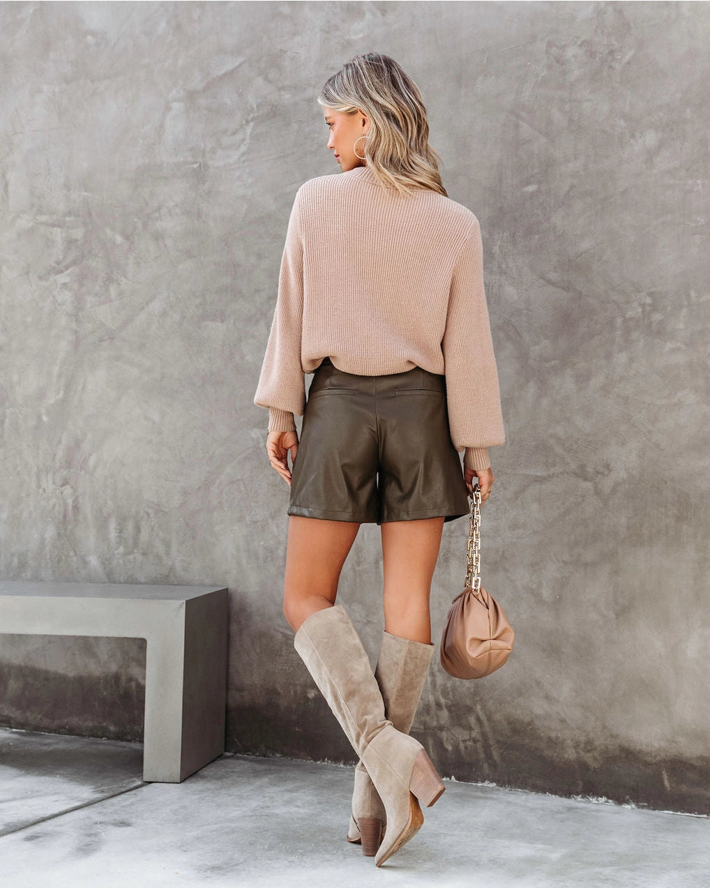 Pleated Leather Short - Mimi & Rae