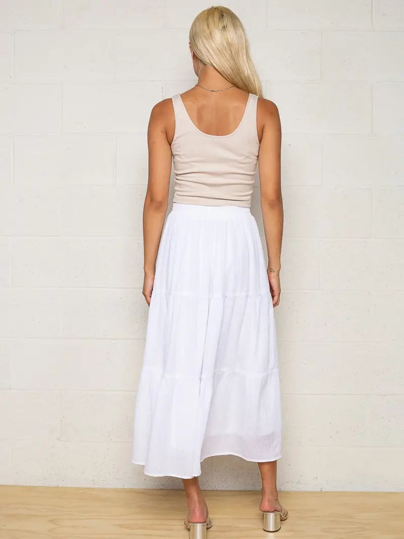 White Tiered Maxi Skirt