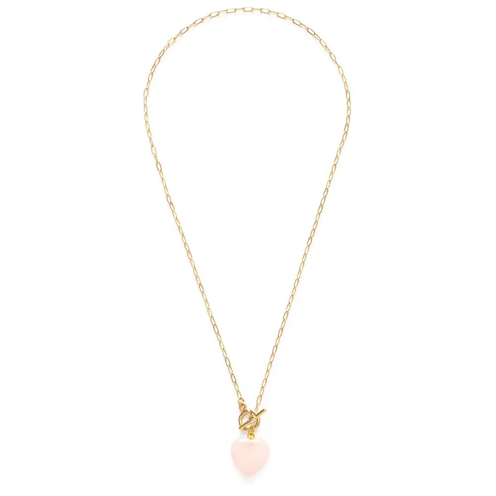 Rose Quartz Heart with Toggle Clasp Necklace - Mimi & Rae