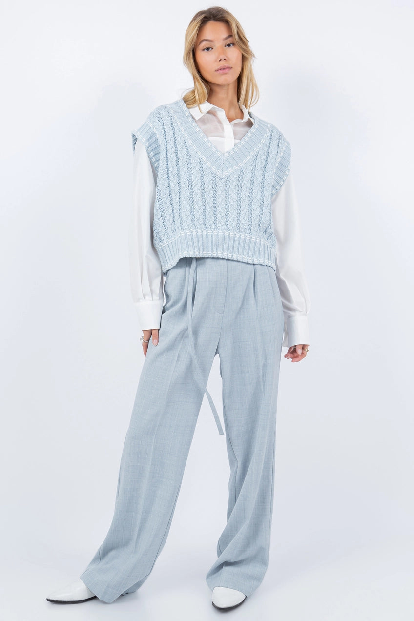 Whiteroom + Cactus Contrast Stitching Knitted Sweater Vest - Mimi & Rae