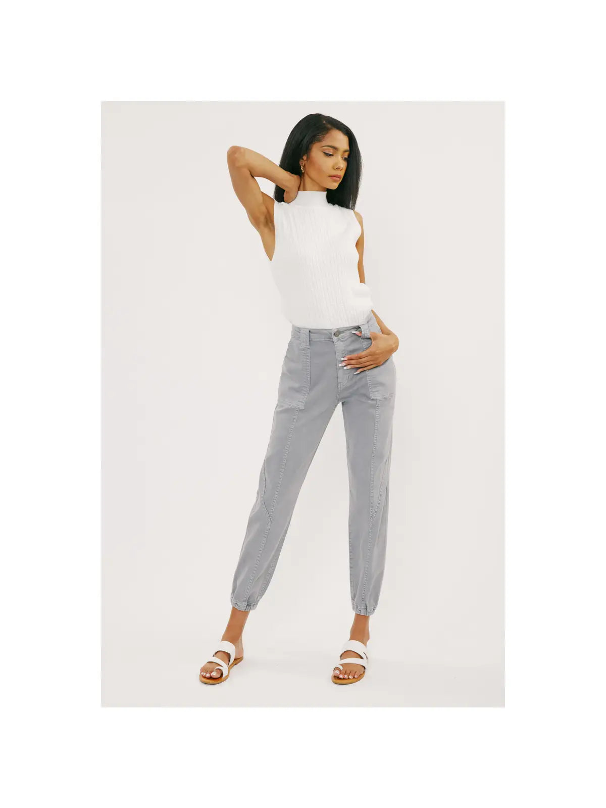 High Rise Joggers Grey - Mimi & Rae