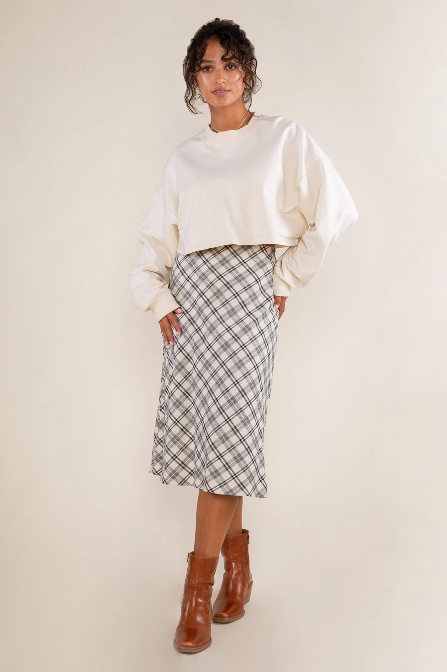 Bias Plaid Skirt