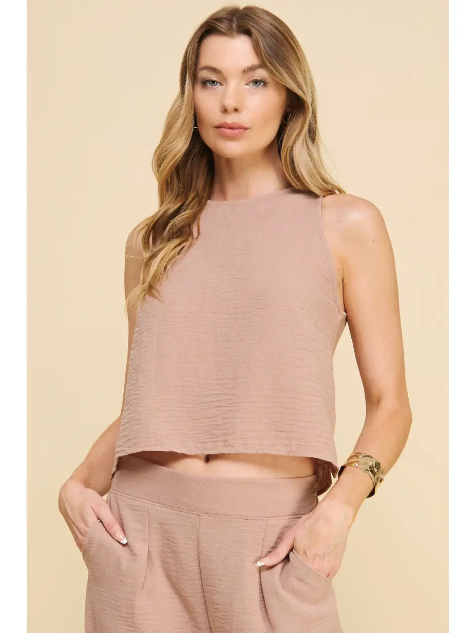 Textured Tank in Taupe